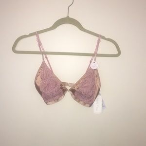 Nude and Pink Lace Bralette